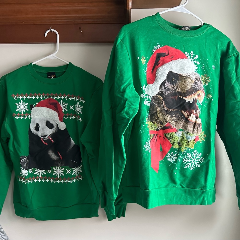 Green Christmas Sweater with Santa Hat Design
